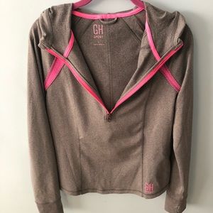 Gilly Hicks quarter zip workout hoodie pink and gray